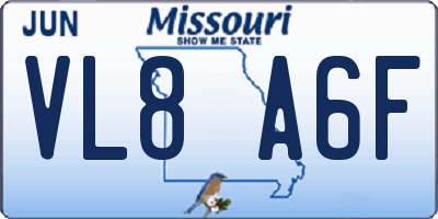 MO license plate VL8A6F