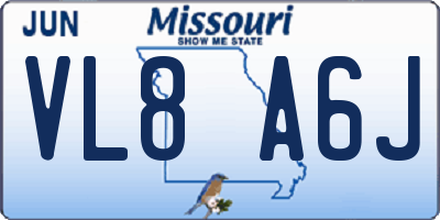 MO license plate VL8A6J