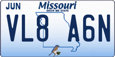 MO license plate VL8A6N