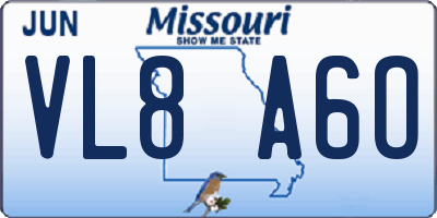 MO license plate VL8A6O