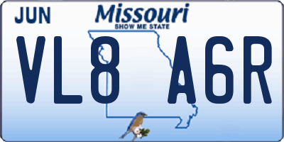 MO license plate VL8A6R