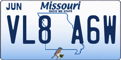 MO license plate VL8A6W