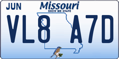 MO license plate VL8A7D