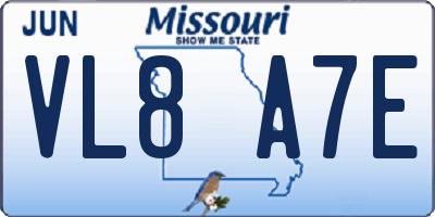 MO license plate VL8A7E