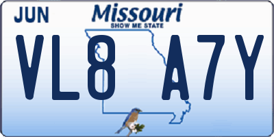 MO license plate VL8A7Y