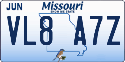 MO license plate VL8A7Z