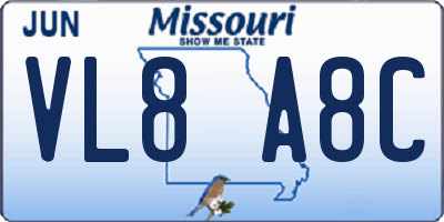 MO license plate VL8A8C
