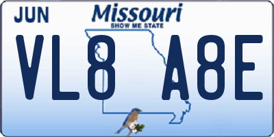 MO license plate VL8A8E