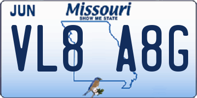MO license plate VL8A8G