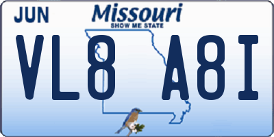MO license plate VL8A8I
