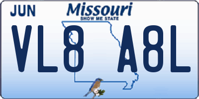 MO license plate VL8A8L
