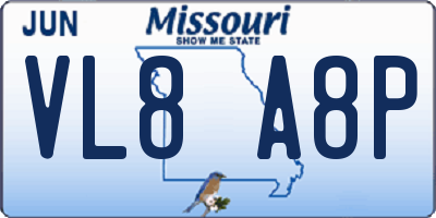 MO license plate VL8A8P