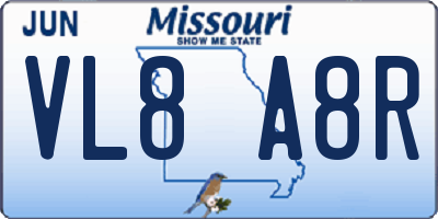 MO license plate VL8A8R