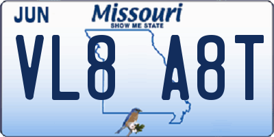 MO license plate VL8A8T