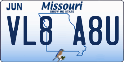 MO license plate VL8A8U