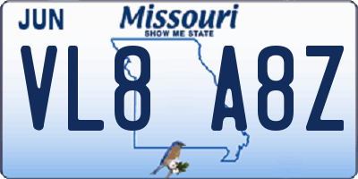 MO license plate VL8A8Z