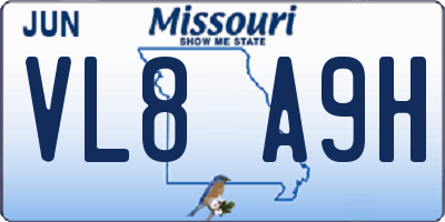 MO license plate VL8A9H