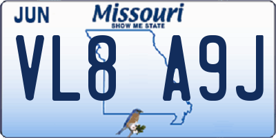 MO license plate VL8A9J