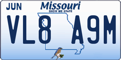 MO license plate VL8A9M