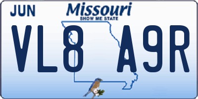 MO license plate VL8A9R