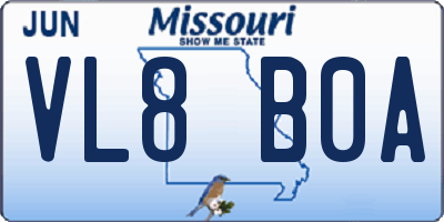 MO license plate VL8B0A
