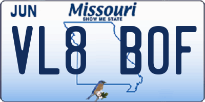MO license plate VL8B0F