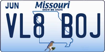 MO license plate VL8B0J
