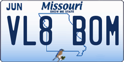 MO license plate VL8B0M