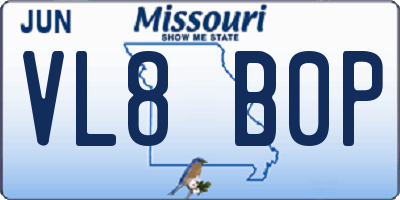 MO license plate VL8B0P