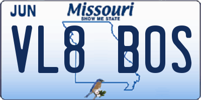 MO license plate VL8B0S