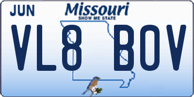 MO license plate VL8B0V