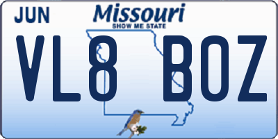 MO license plate VL8B0Z