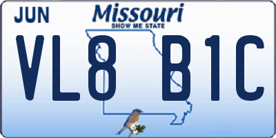 MO license plate VL8B1C
