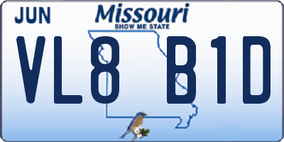 MO license plate VL8B1D
