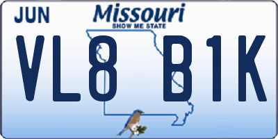 MO license plate VL8B1K