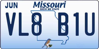 MO license plate VL8B1U
