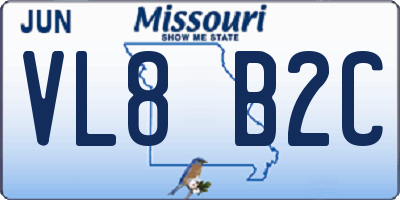 MO license plate VL8B2C