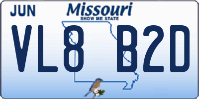 MO license plate VL8B2D