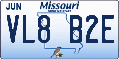 MO license plate VL8B2E