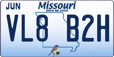 MO license plate VL8B2H