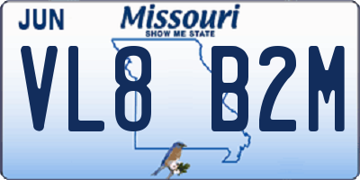 MO license plate VL8B2M