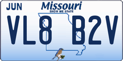 MO license plate VL8B2V
