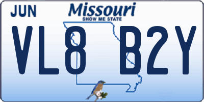 MO license plate VL8B2Y
