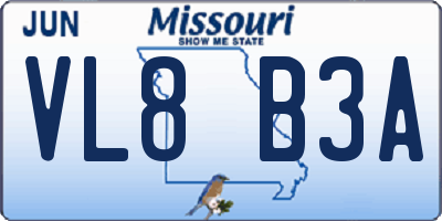 MO license plate VL8B3A