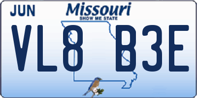 MO license plate VL8B3E