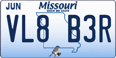 MO license plate VL8B3R
