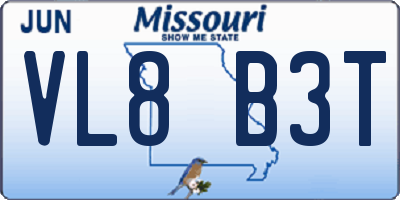 MO license plate VL8B3T