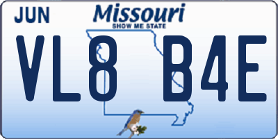 MO license plate VL8B4E