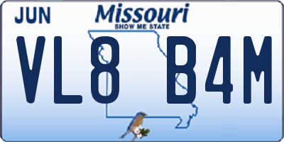 MO license plate VL8B4M