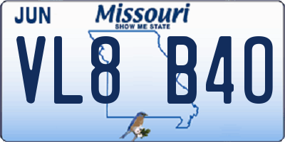 MO license plate VL8B4O